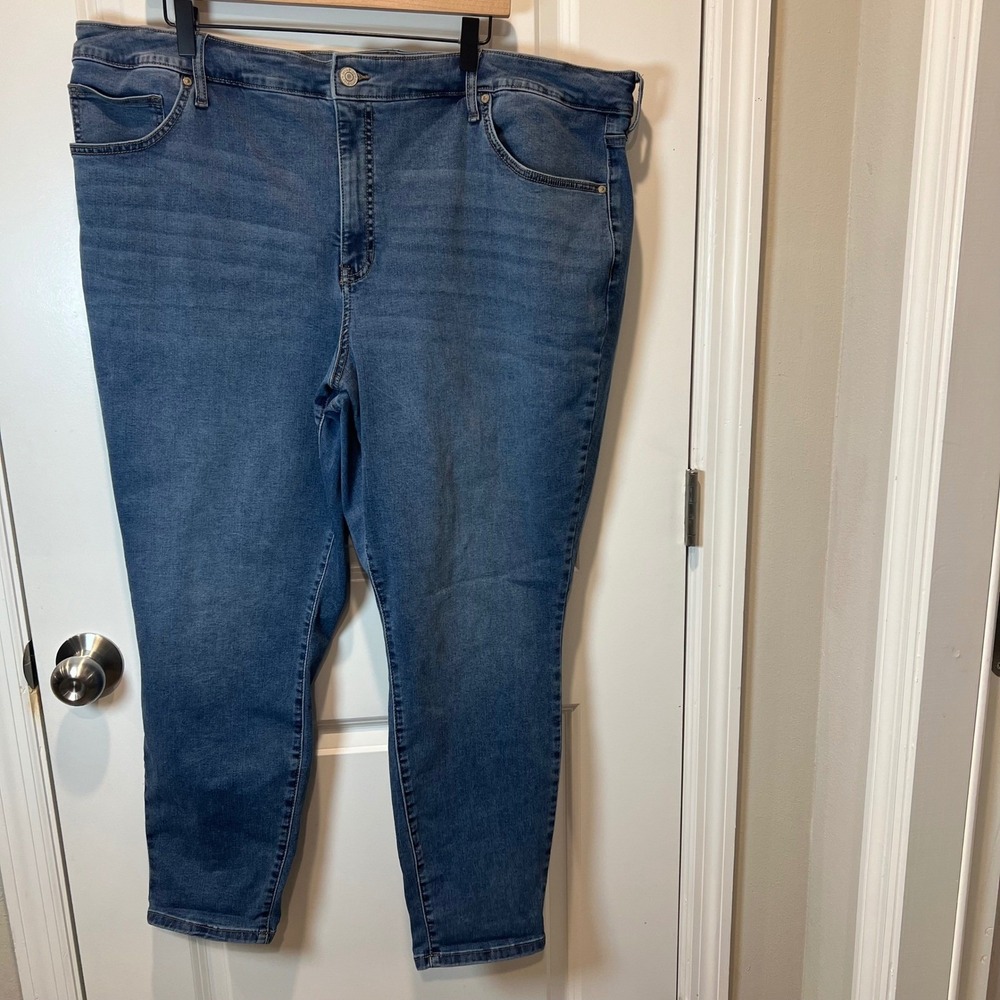Terra & Sky Womens Skinny Jeans High Rise Stretch Medium Wash Blue 22W